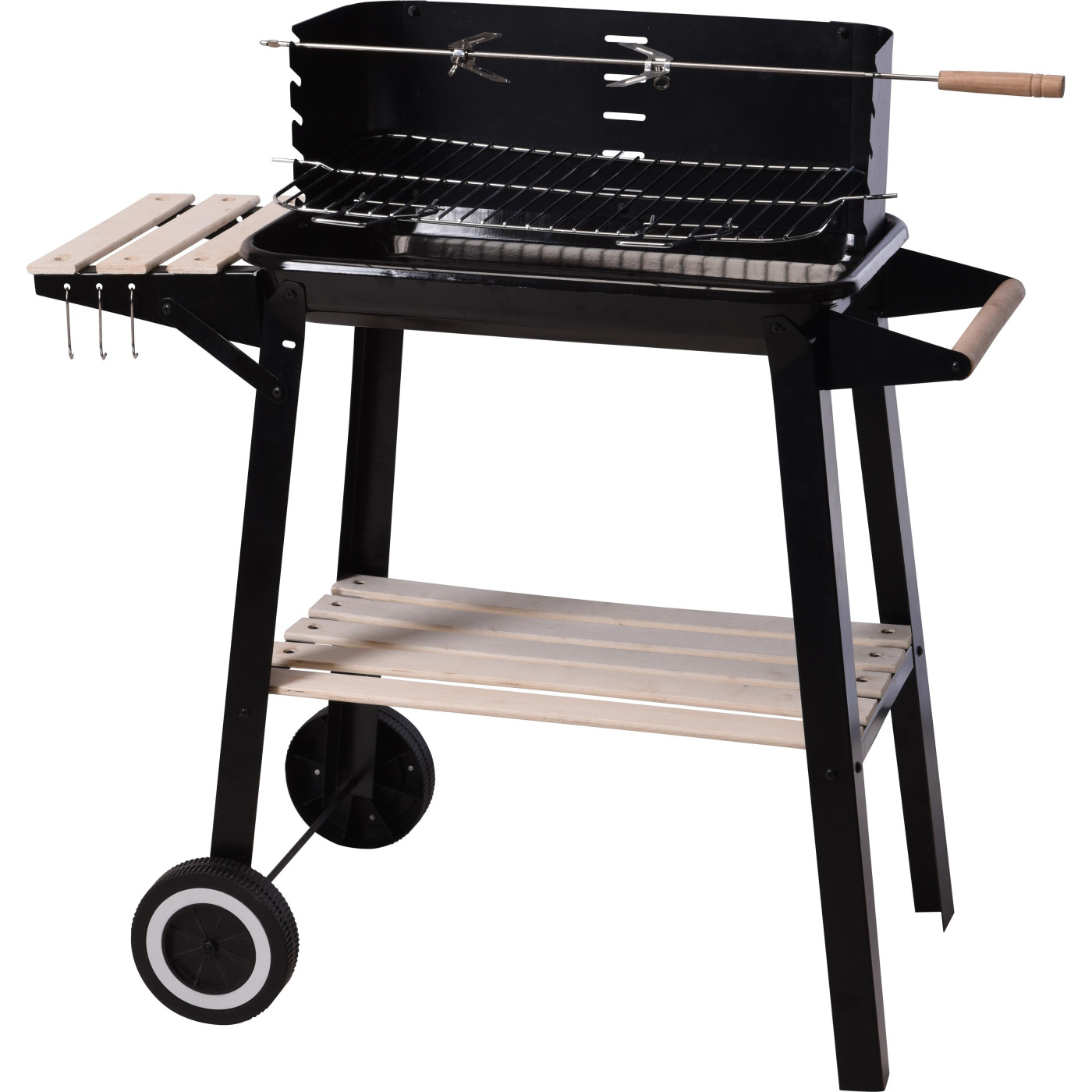 Bbq Barbecue On Wheels 54 Cm Stainless Steel Black Internet Home Garden