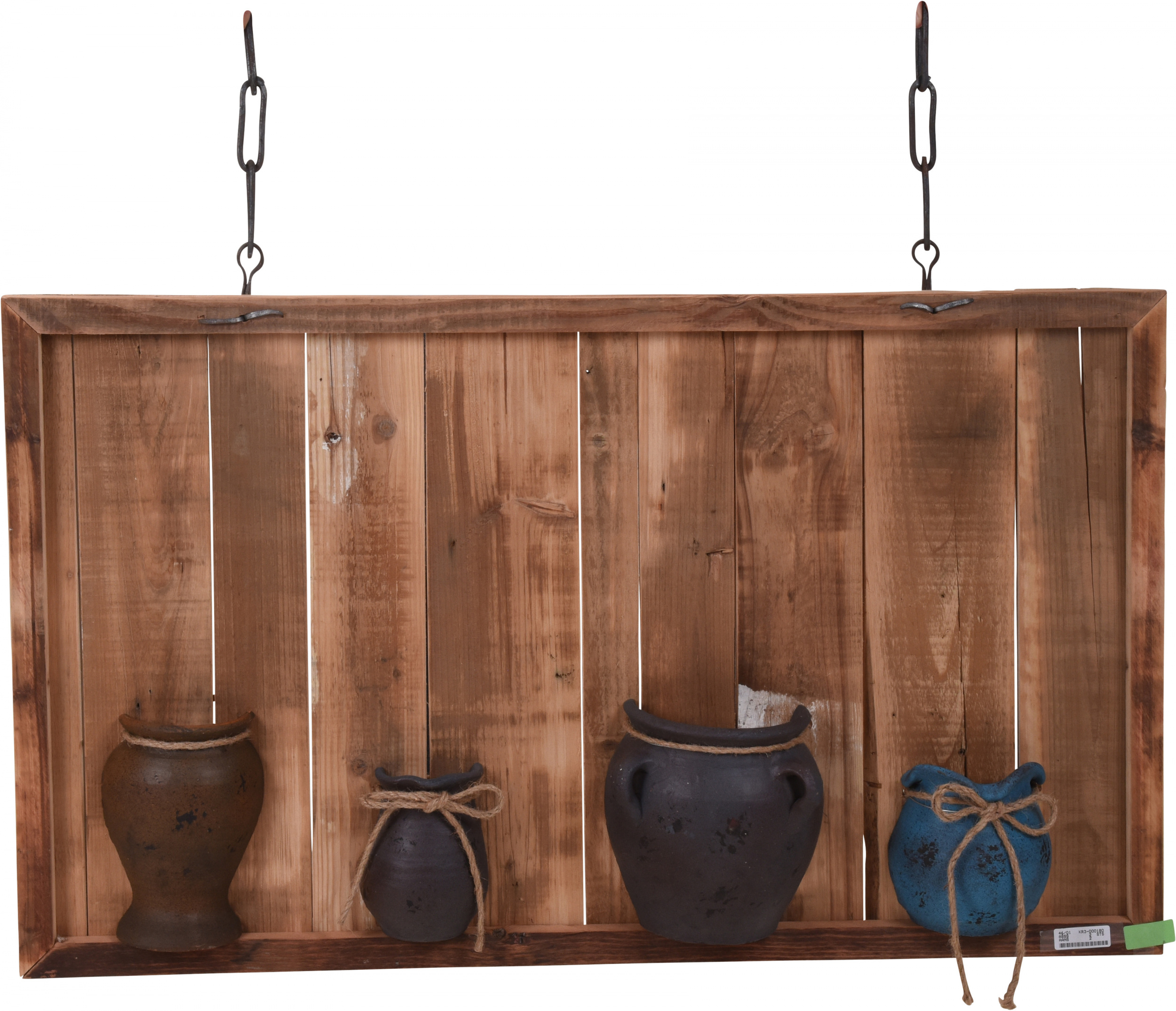 Home &amp; Styling muurdecoratie met 4 potten 100 cm hout bruin